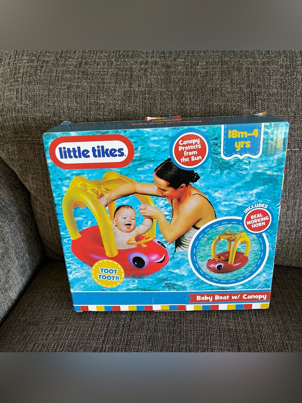 Fisher-Price Red Baby Boat with Yellow Canopy
